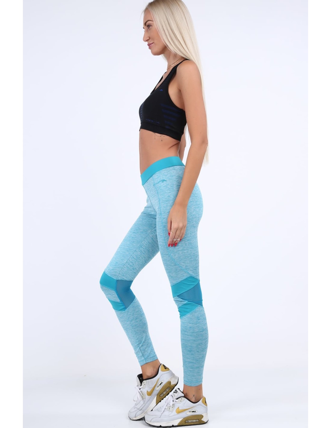 Fitted sports leggings in sea blue color MR13015 - Online store - Boutique